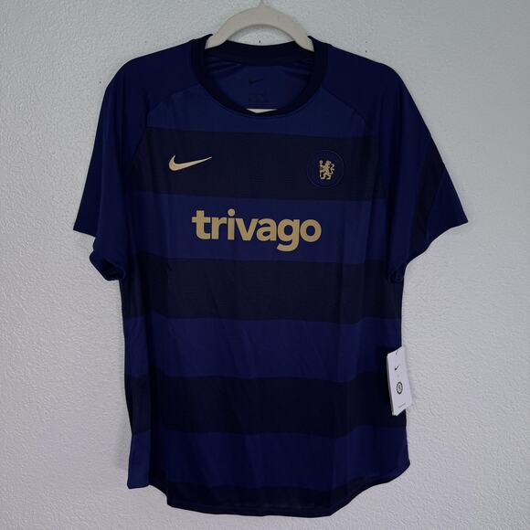Nike Other - Nike Chelsea FC Shirt Womens XL Pre Match Soccer Top Dri Fit Trivago Blue NEW